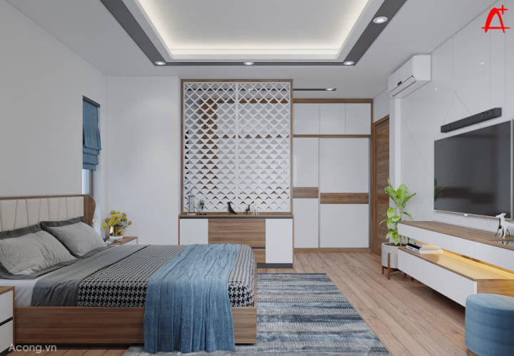 Thiết kế Biệt thự Zen Village Hoà Bình: nội thất phòng ngủ master